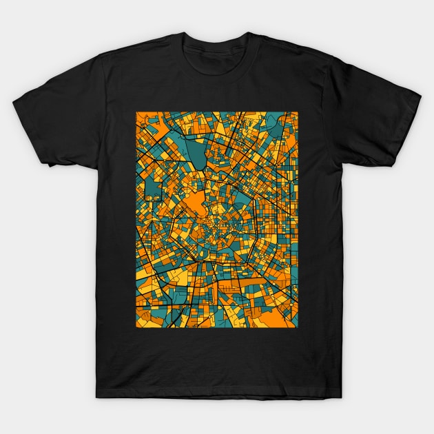 Milan Map Pattern in Orange & Teal T-Shirt by PatternMaps